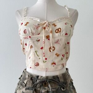 Coquette Dainty Cami Crop Top Sz M Coquette Cottage Core Summer